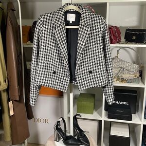 NWOT Tweed Black And White Cropped Blazer